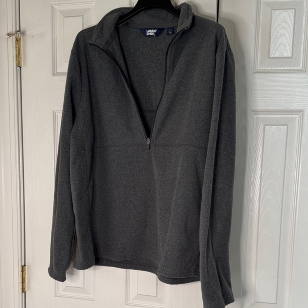 Lands' End Men's Dark Gray Half-Zip Fleece Pullover